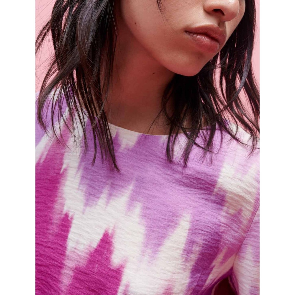 Maje Tie and Dye printed viscose Mini dress in Pink Size 36 / US Size S - Picture 15 of 16